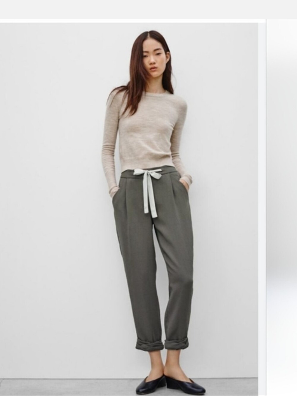 ARITZIA | Wilfred Linen Allant crop pants with a ribbon green Sz 4 - Picture 2 of 8